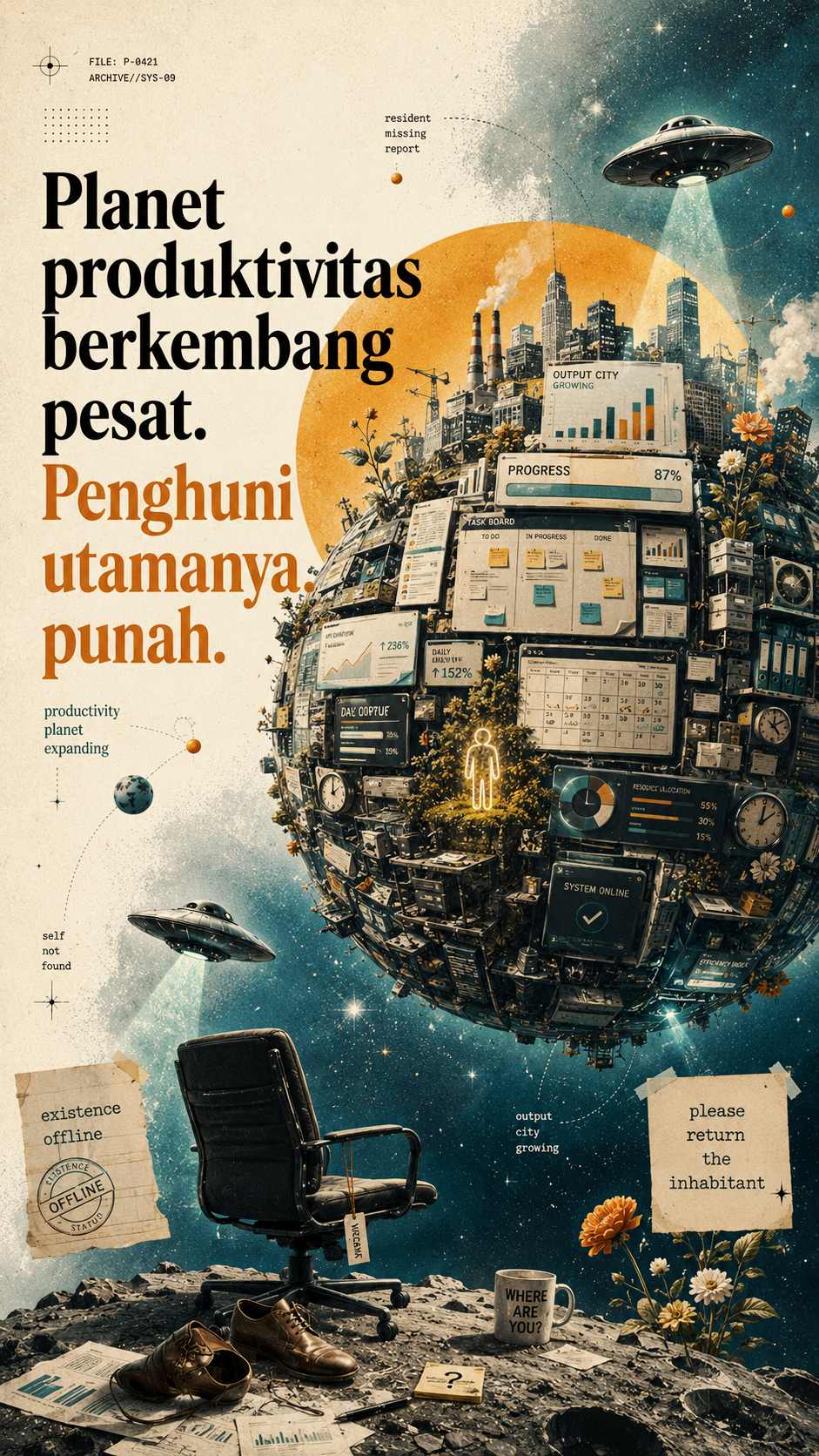 Produktivitas meningkat, waktu untuk "hidup" semakin tergerus, kita semakin menjadi mesin.